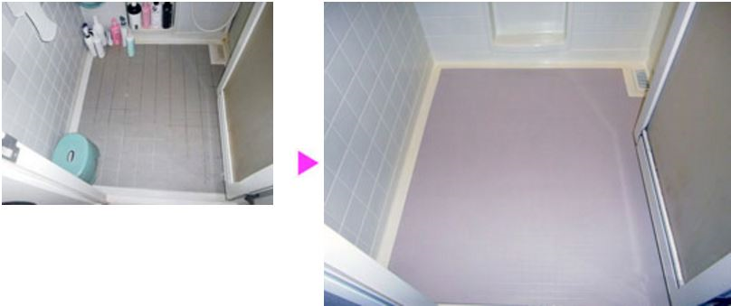 浴室の床のリフォーム　床シート工法